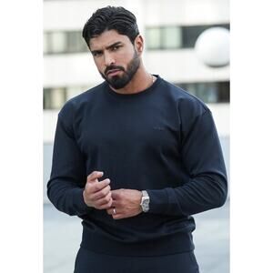 ICON Amsterdam The Relaxed Crewneck Sweater Pullover Mens Size XL Navy Blue New